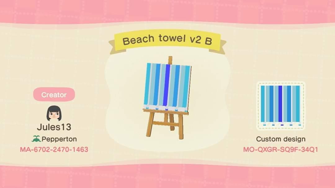 Animal Crossing Design Code: MO-QXGR-SQ9F-34Q1 Beach towel v2 B
