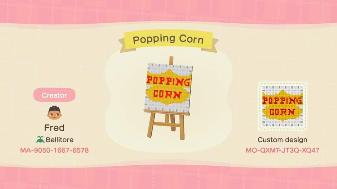 Animal Crossing Design Code: MO-QXMT-JT3Q-XQ47 Popcorn sack