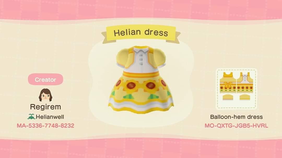 Animal Crossing Design Code: MO-QXTG-JGB5-HVRL Helian Dress