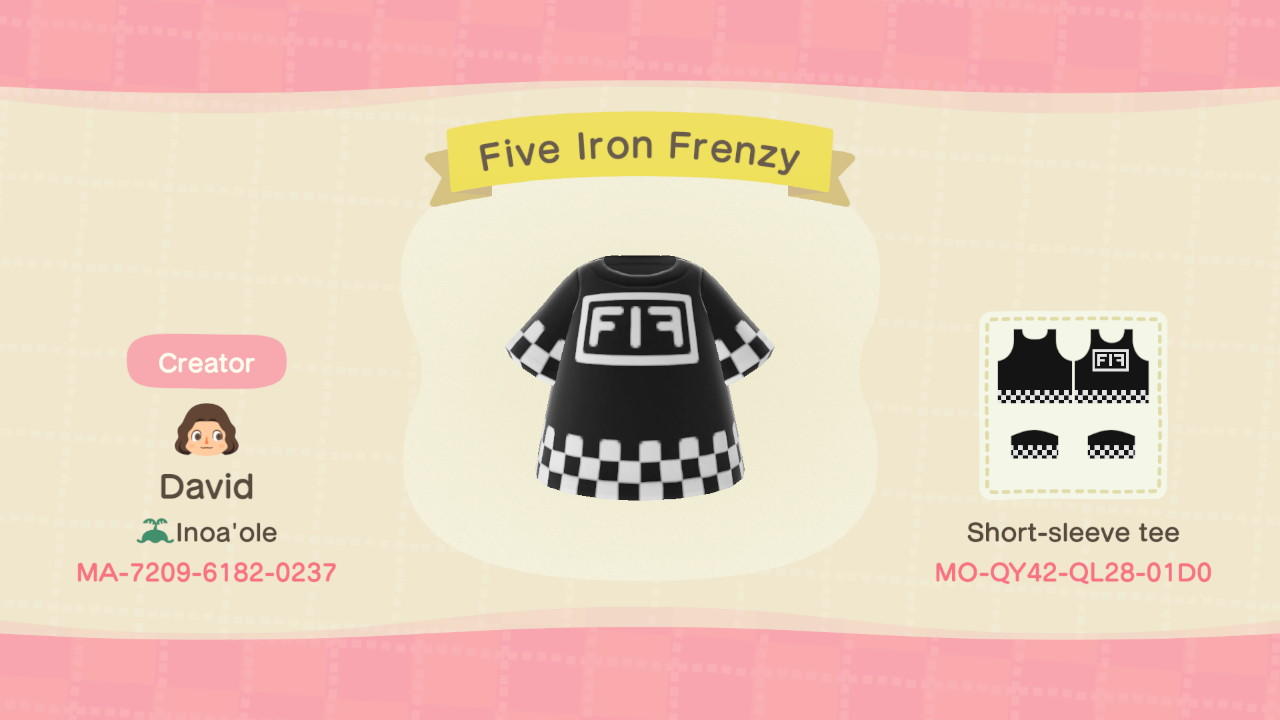 Animal Crossing Design Code: MO-QY42-QL28-01D0 Five Iron Frenzy Ska