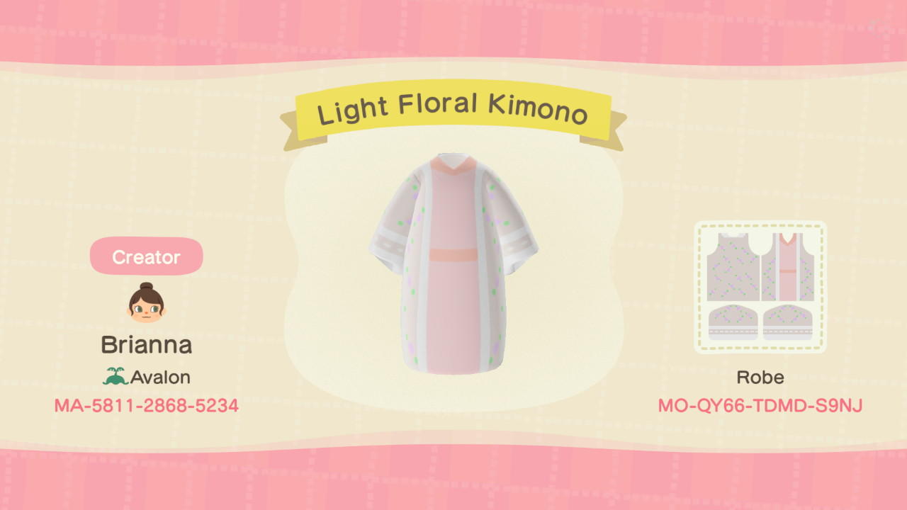 Animal Crossing Design Code: MO-QY66-TDMD-S9NJ Light Floral Kimomo
