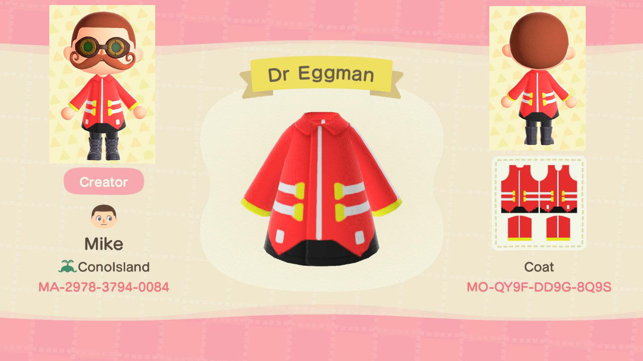 Animal Crossing Design Code: MO-QY9F-DD9G-8Q9S Dr Eggman/Robotnik
