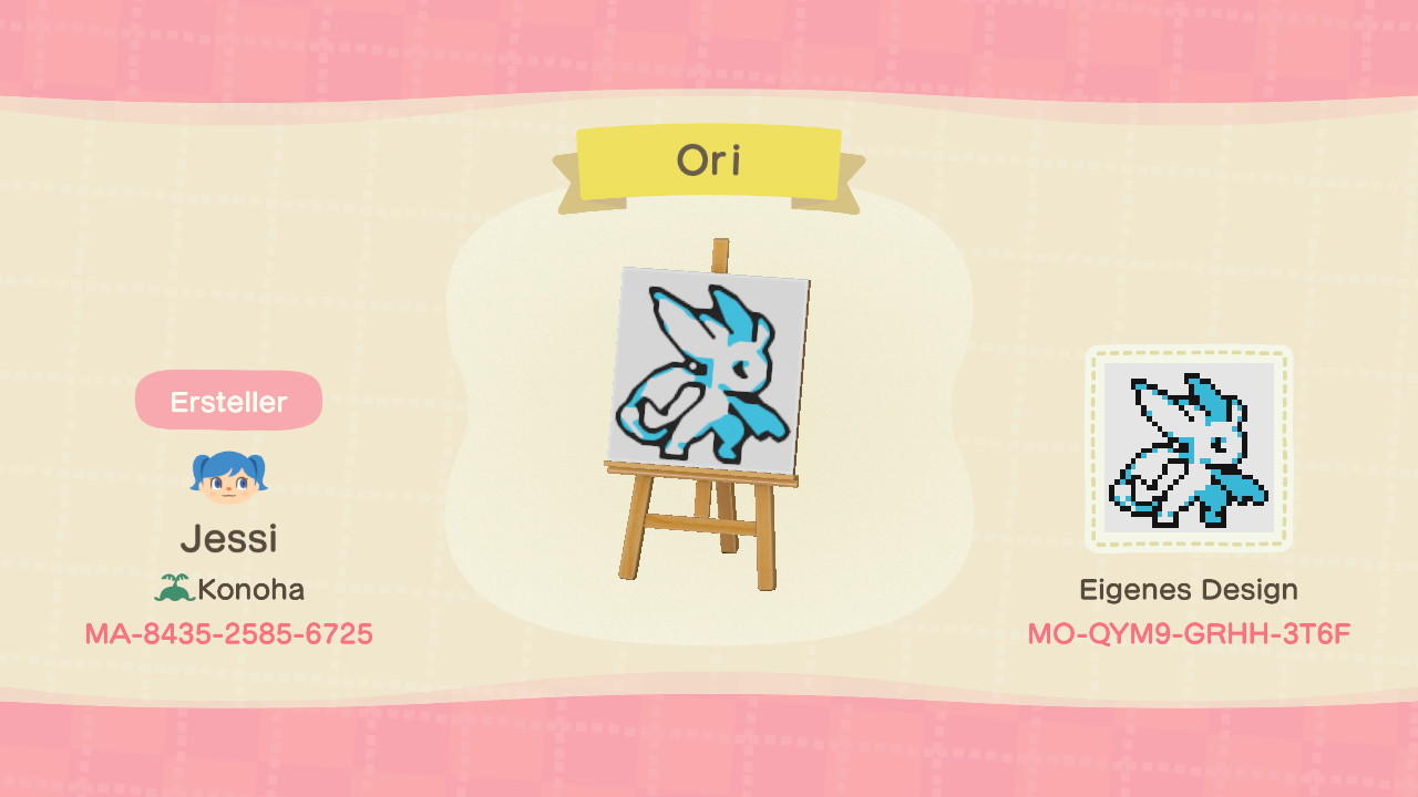 Animal Crossing Design Code: MO-QYM9-GRHH-3T6F Ori