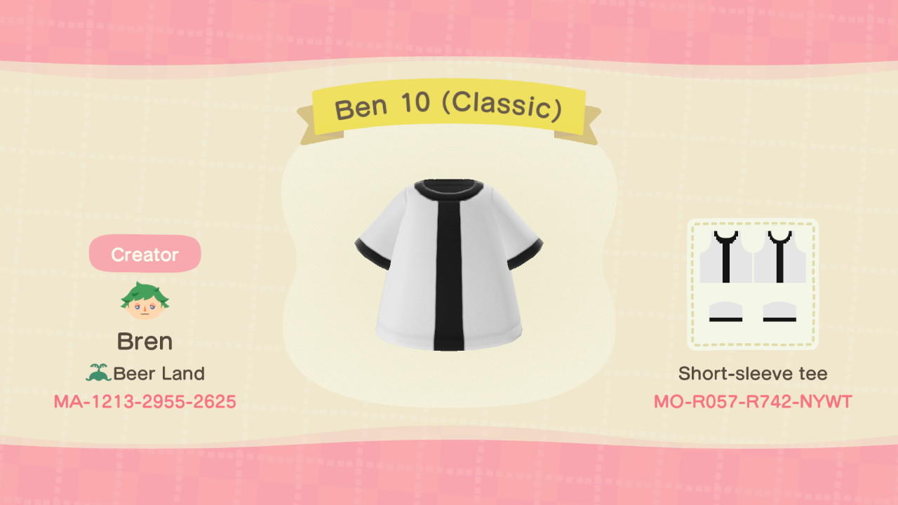 Animal Crossing Design Code: MO-R057-R742-NYWT Ben 10 (classic)