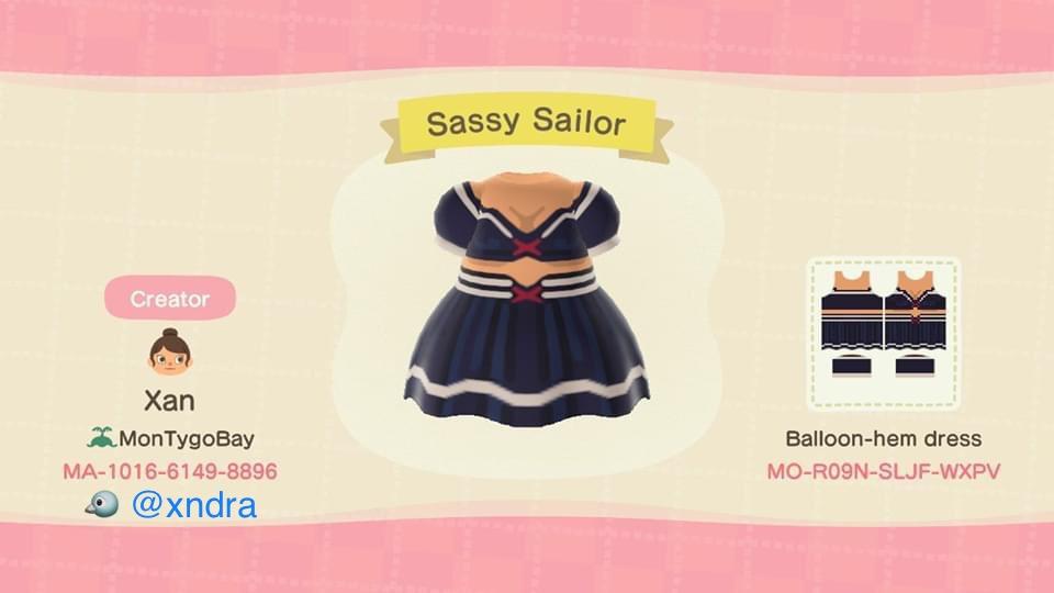 Animal Crossing Design Code: MO-R09N-SLJF-WXPV Sassy Sailor