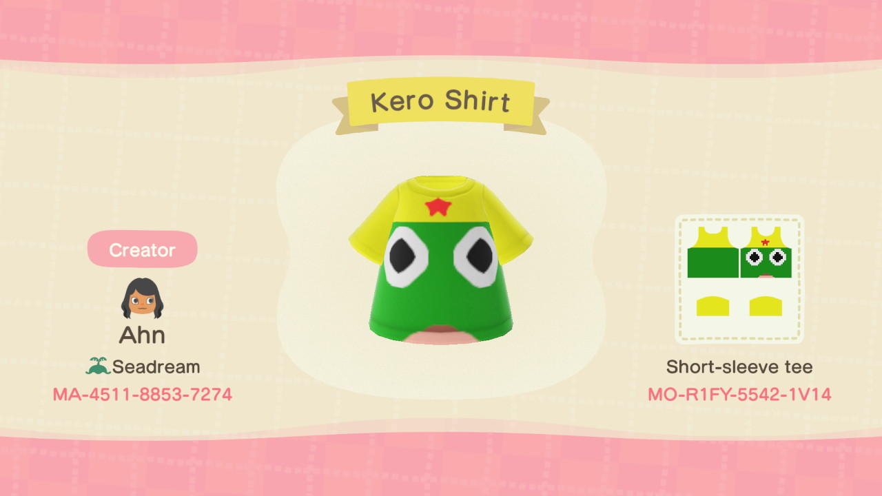 Animal Crossing Design Code: MO-R1FY-5542-1V14 Kero Shirt