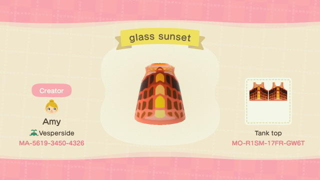 Animal Crossing Design Code: MO-R1SM-17FR-GW6T glass sunset tank