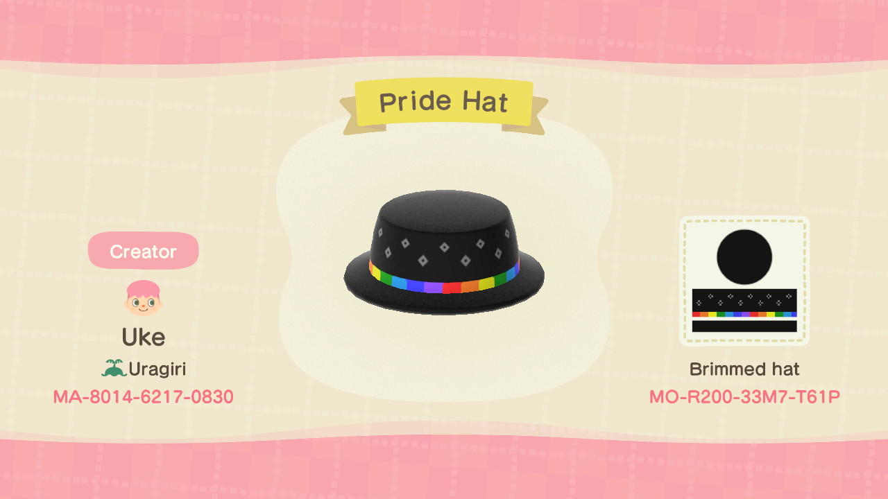 Animal Crossing Design Code: MO-R200-33M7-T61P Pride Brimmed Hat