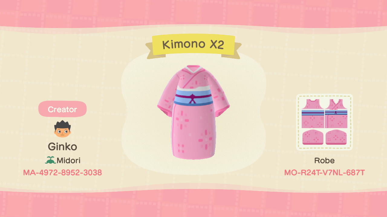 Animal Crossing Design Code: MO-R24T-V7NL-687T Kimono X2