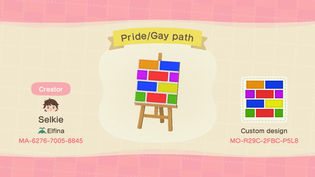 Animal Crossing Design Code: MO-R29C-2FBC-P5L8 Pride/Gay Path