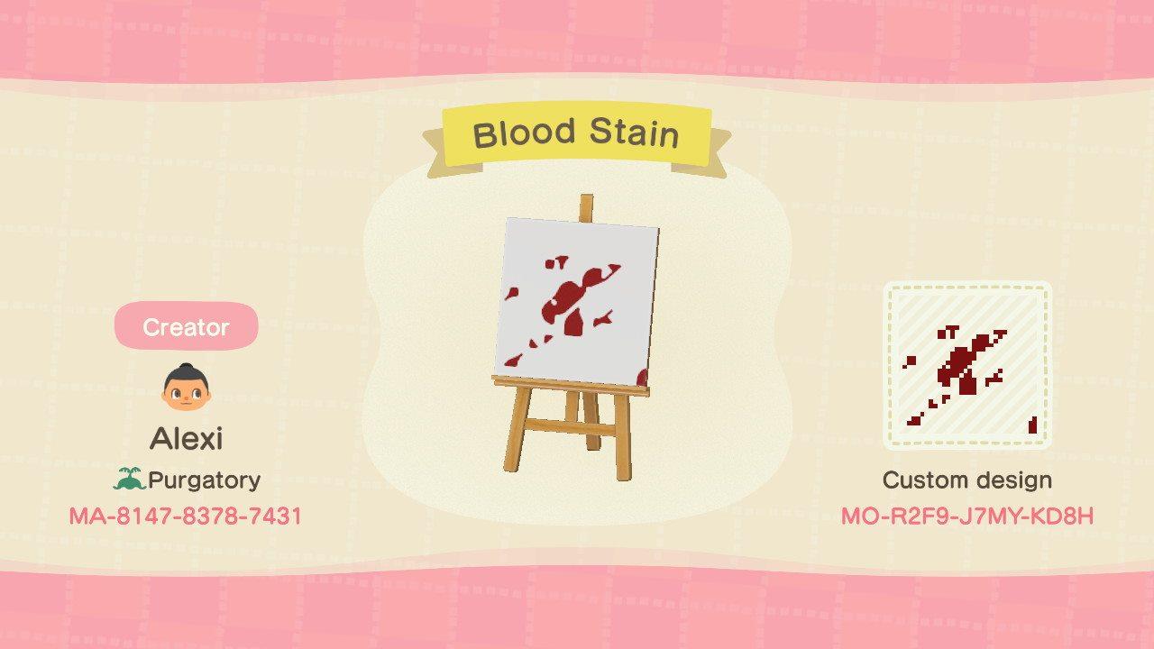 Animal Crossing Design Code: MO-R2F9-J7MY-KD8H Blood Stain