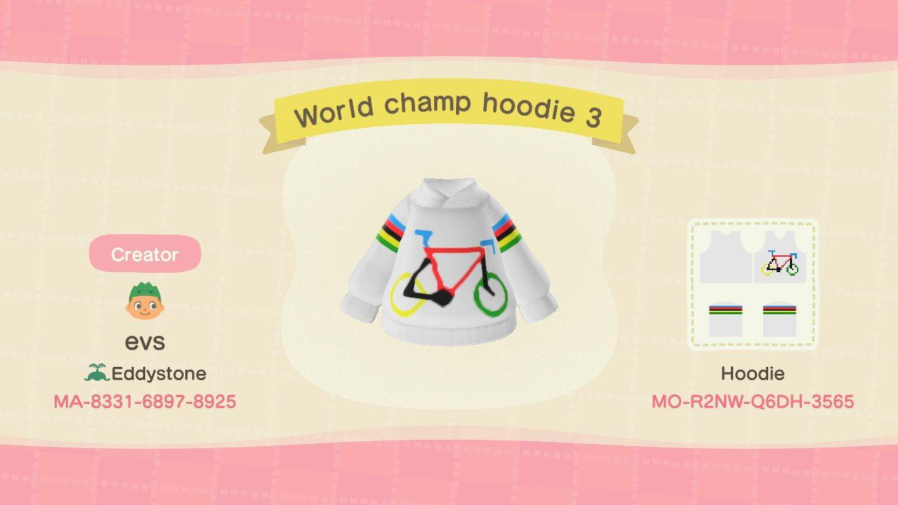 Animal Crossing Design Code: MO-R2NW-Q6DH-3565 World champ hoodie 3