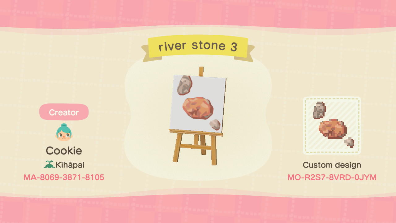 Animal Crossing Design Code: MO-R2S7-8VRD-0JYM river stone 3