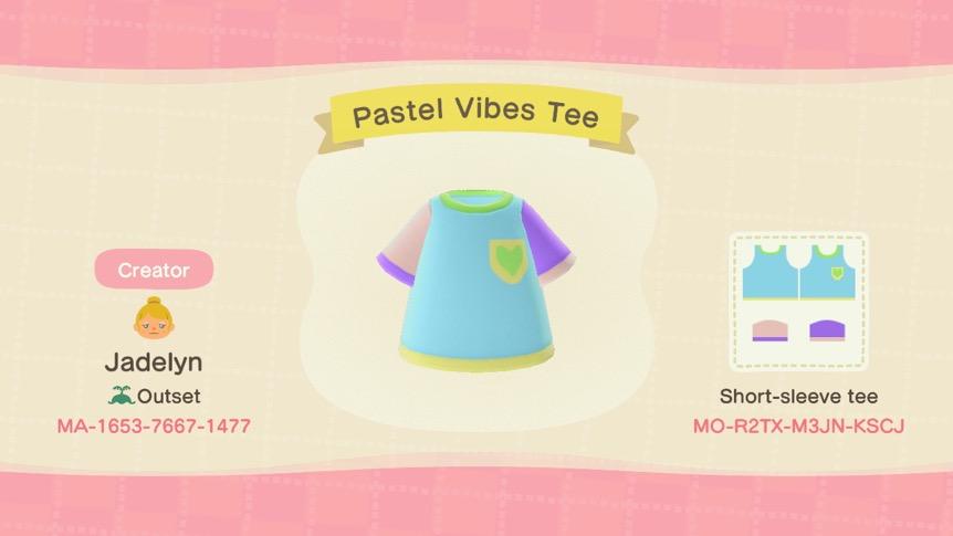 Animal Crossing Design Code: MO-R2TX-M3JN-KSCJ Pastel Vibes Tee