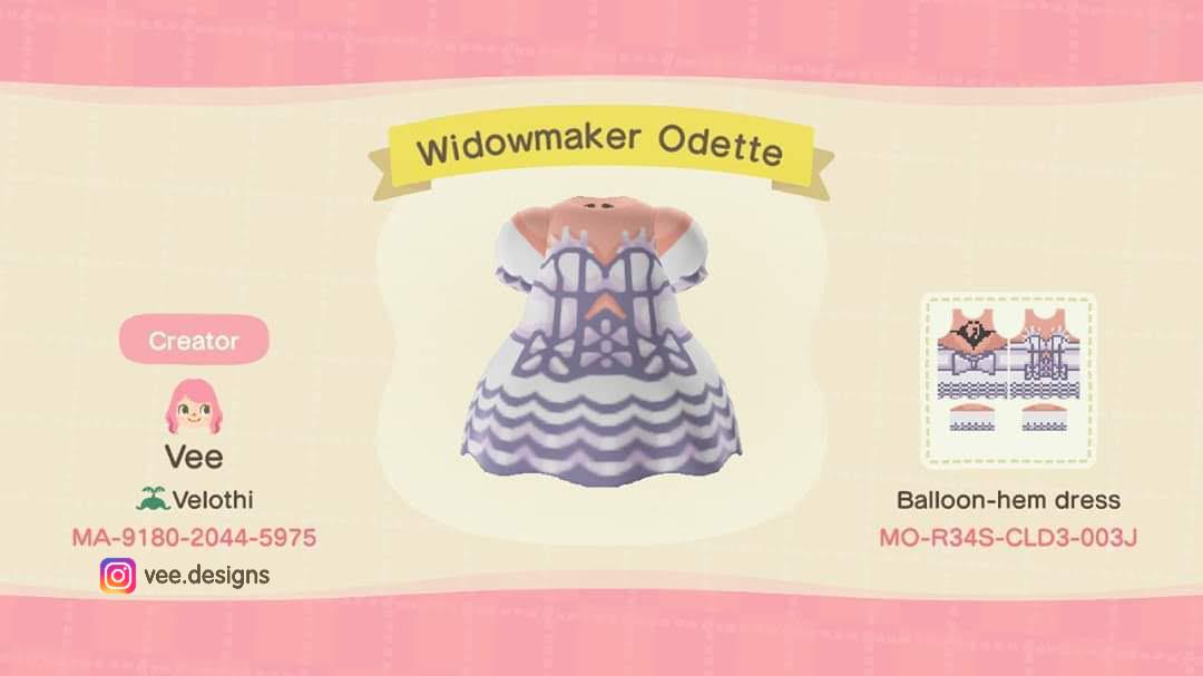 Animal Crossing Design Code: MO-R34S-CLD3-003J Widowmaker Odette