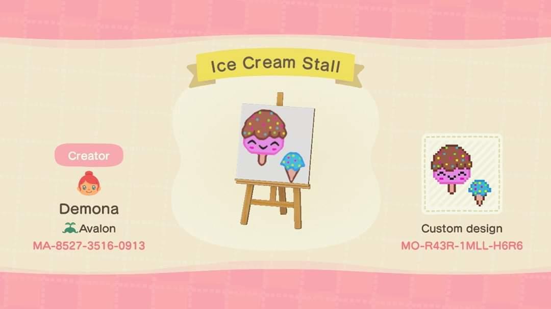 Animal Crossing Design Code: MO-R43R-1MLL-H6R6 Ice Cream Stall