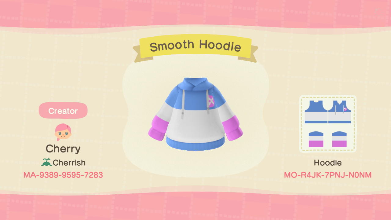 Animal Crossing Design Code: MO-R4JK-7PNJ-N0NM Smooth Hoodie