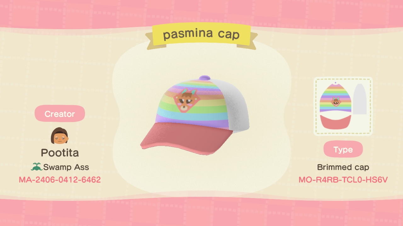 Animal Crossing Design Code: MO-R4RB-TCL0-HS6V pashmina cap