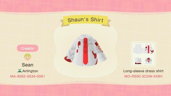 Animal Crossing Design Code: MO-R500-3CDW-XX9H Shaun&#39;s Shirt