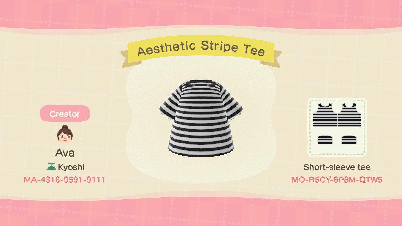 Animal Crossing Design Code: MO-R5CY-6P8M-QTW5 Aesthetic Stripe Tee