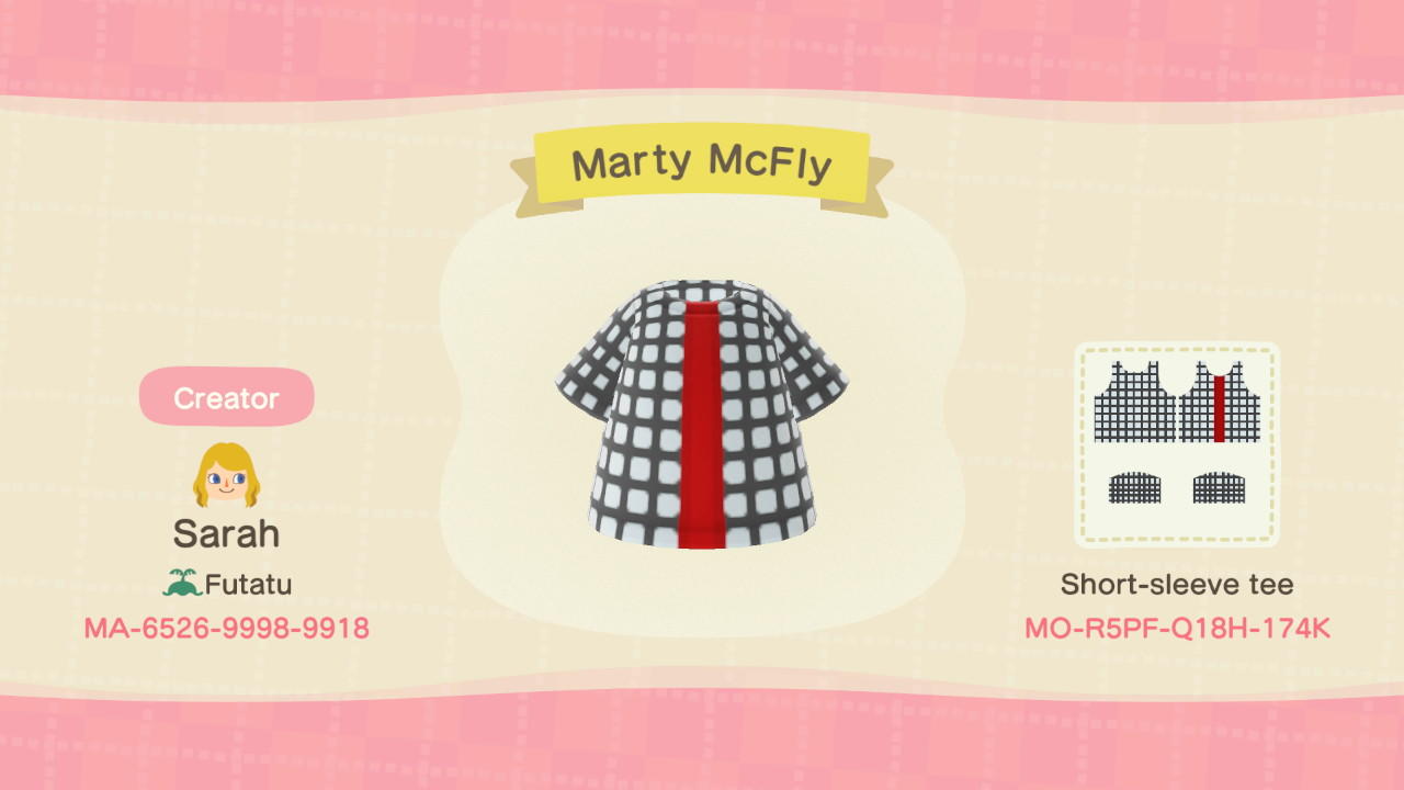 Animal Crossing Design Code: MO-R5PF-Q18H-174K Marty McFly