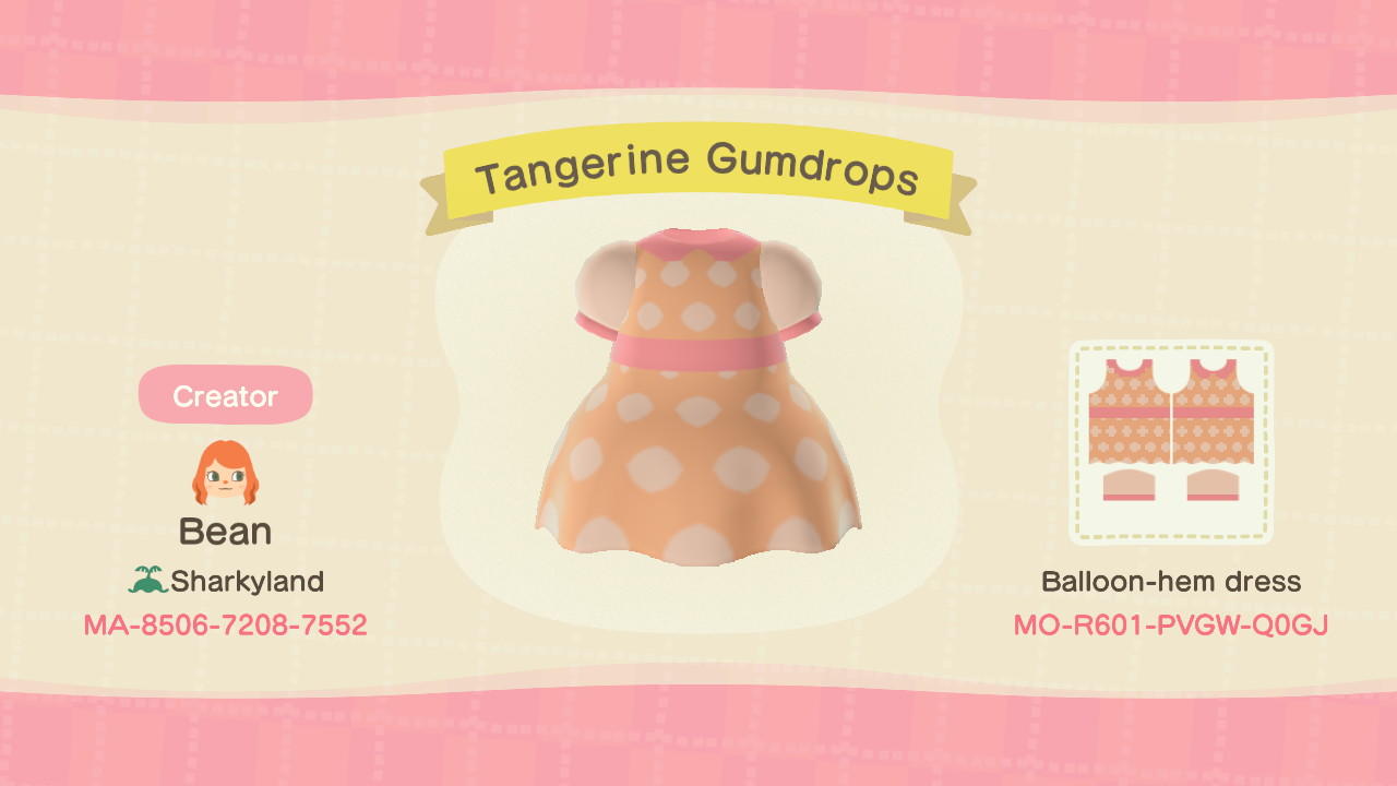 Animal Crossing Design Code: MO-R601-PVGW-Q0GJ Tangerine Gumdrops