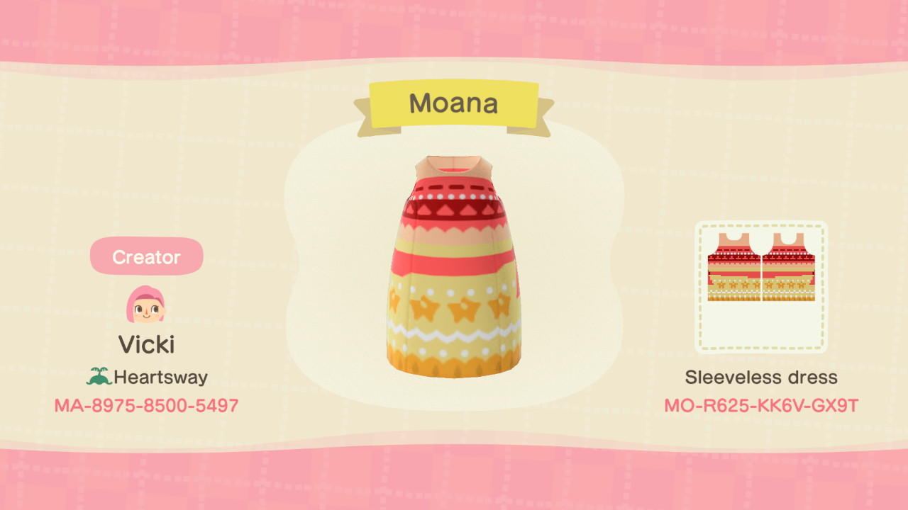 Animal Crossing Design Code: MO-R625-KK6V-GX9T Disney Moana