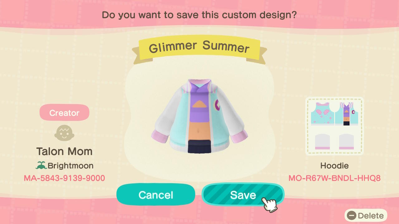 Animal Crossing Design Code: MO-R67W-BNDL-HHQ8 Glimmer Summer