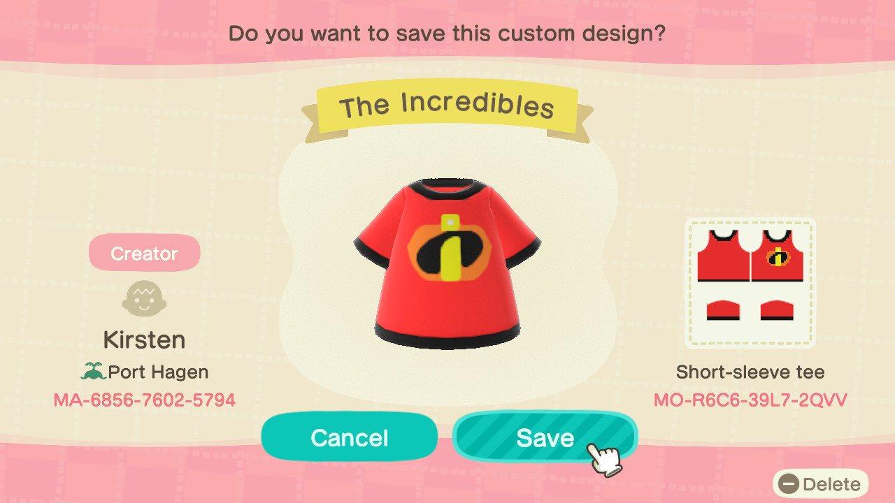 Animal Crossing Design Code: MO-R6C6-39L7-2QVV The Incredibles