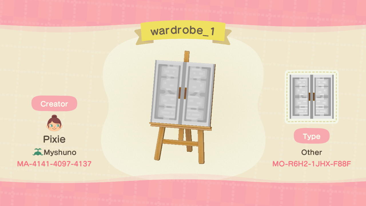 Animal Crossing Design Code: MO-R6H2-1JHX-F88F Wardrobe_1