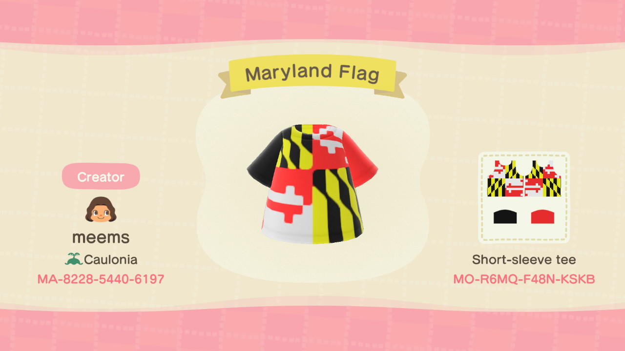 Animal Crossing Design Code: MO-R6MQ-F48N-KSKB Maryland Flag