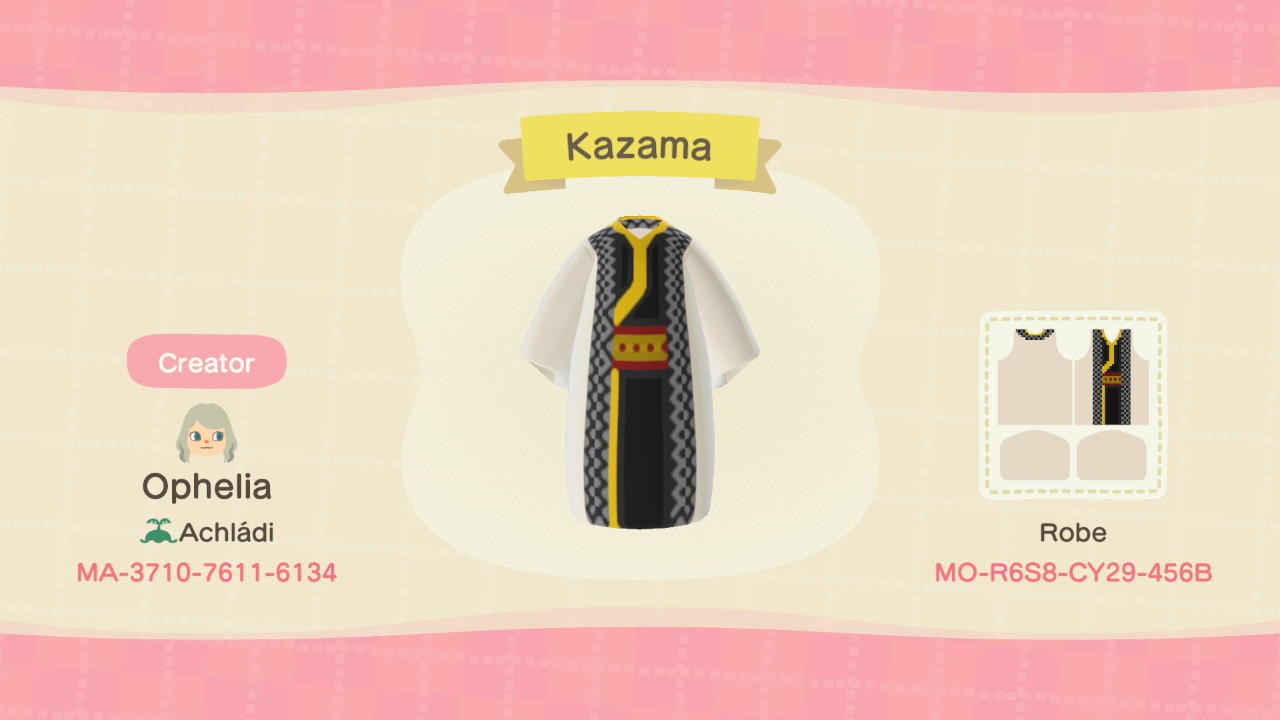 Animal Crossing Design Code: MO-R6S8-CY29-456B Kazama Hakuoki