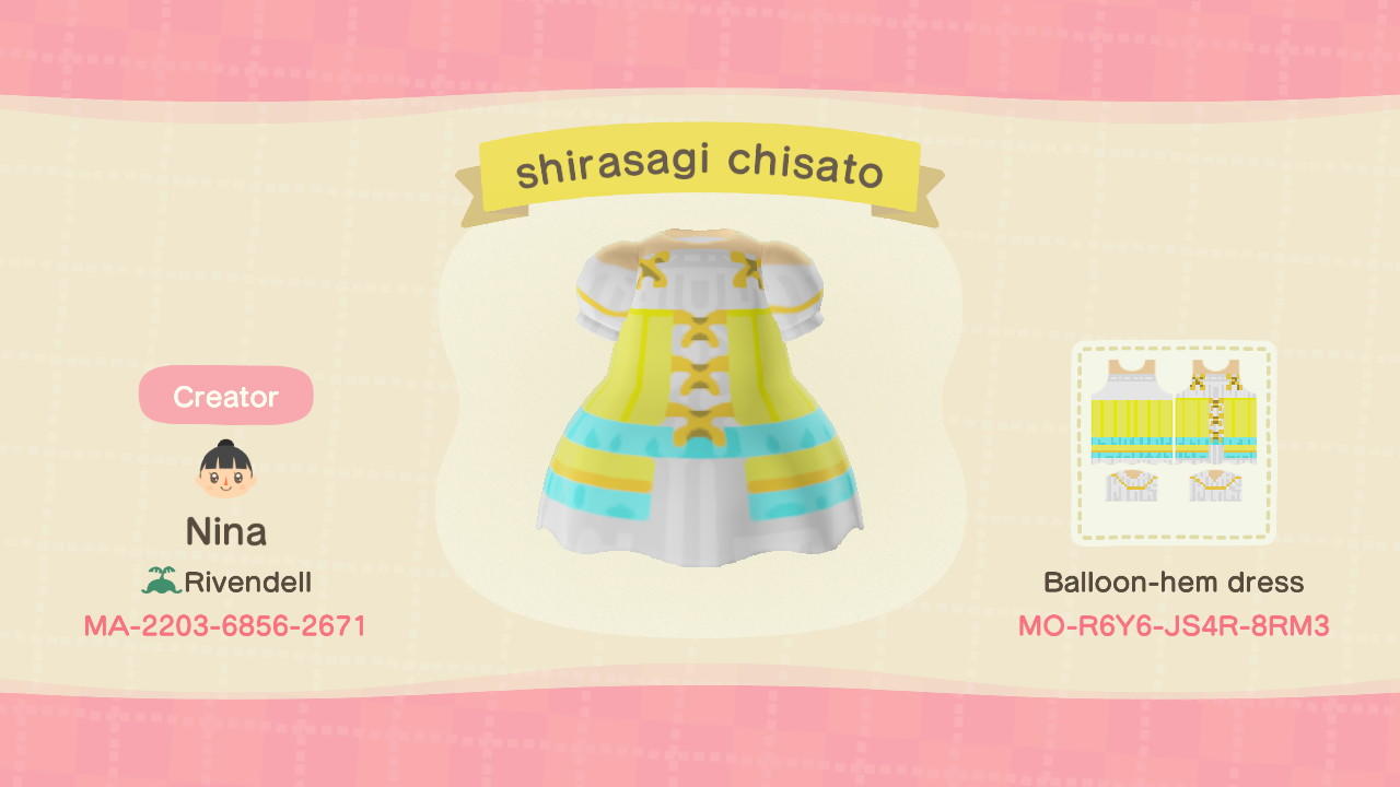 Animal Crossing Design Code: MO-R6Y6-JS4R-8RM3 shirasagi chisato
