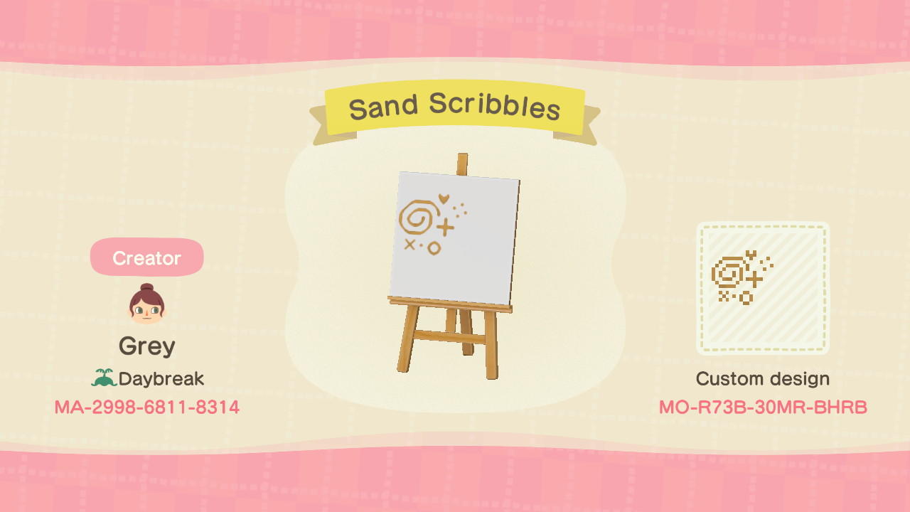Animal Crossing Design Code: MO-R73B-30MR-BHRB Sand Scribbles