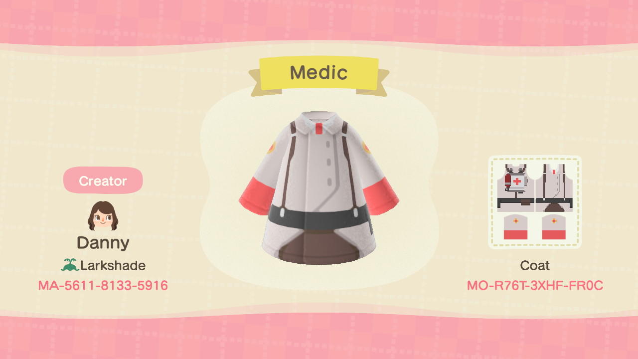 Animal Crossing Design Code: MO-R76T-3XHF-FR0C tf2 medic