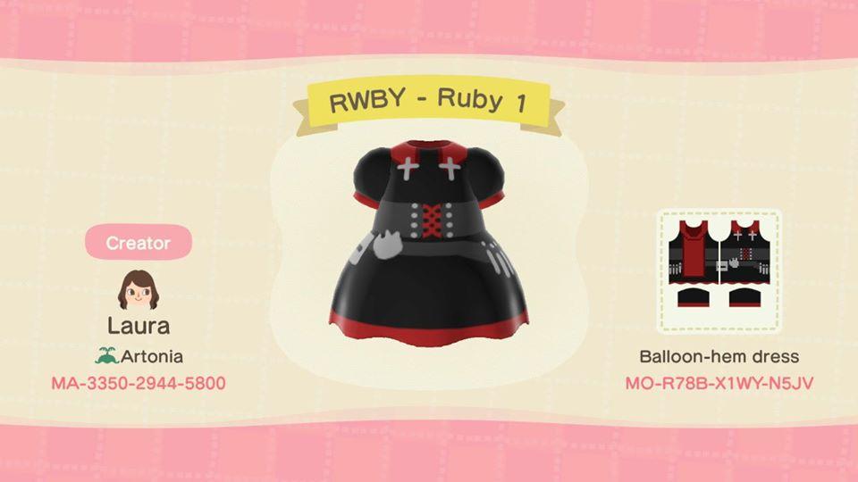 Animal Crossing Design Code: MO-R78B-X1WY-N5JV RWBY - Ruby 1