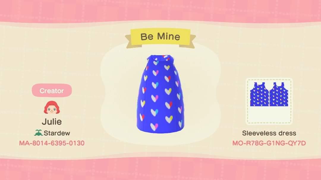 Animal Crossing Design Code: MO-R78G-G1NG-QYZD Heart Dress