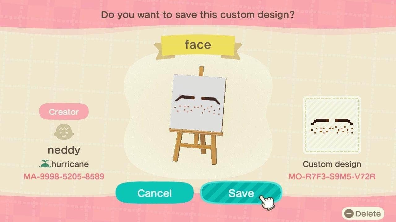 Animal Crossing Design Code: MO-R7F3-S9M5-V72R Eyebrows
