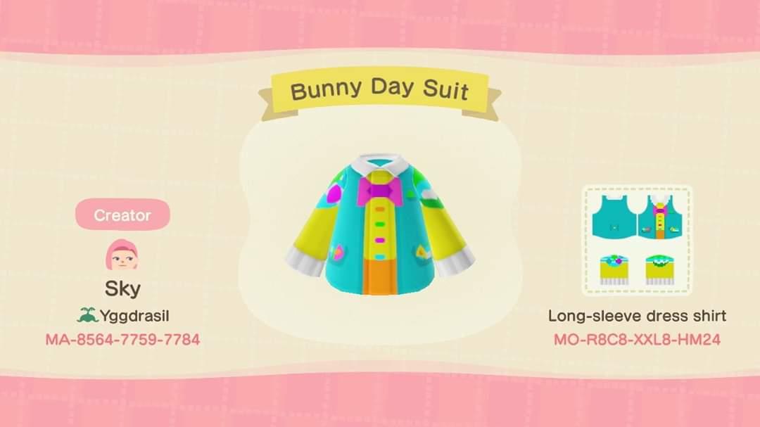 Animal Crossing Design Code: MO-R8C8-XXL8-HM24 Bunny Day Suit