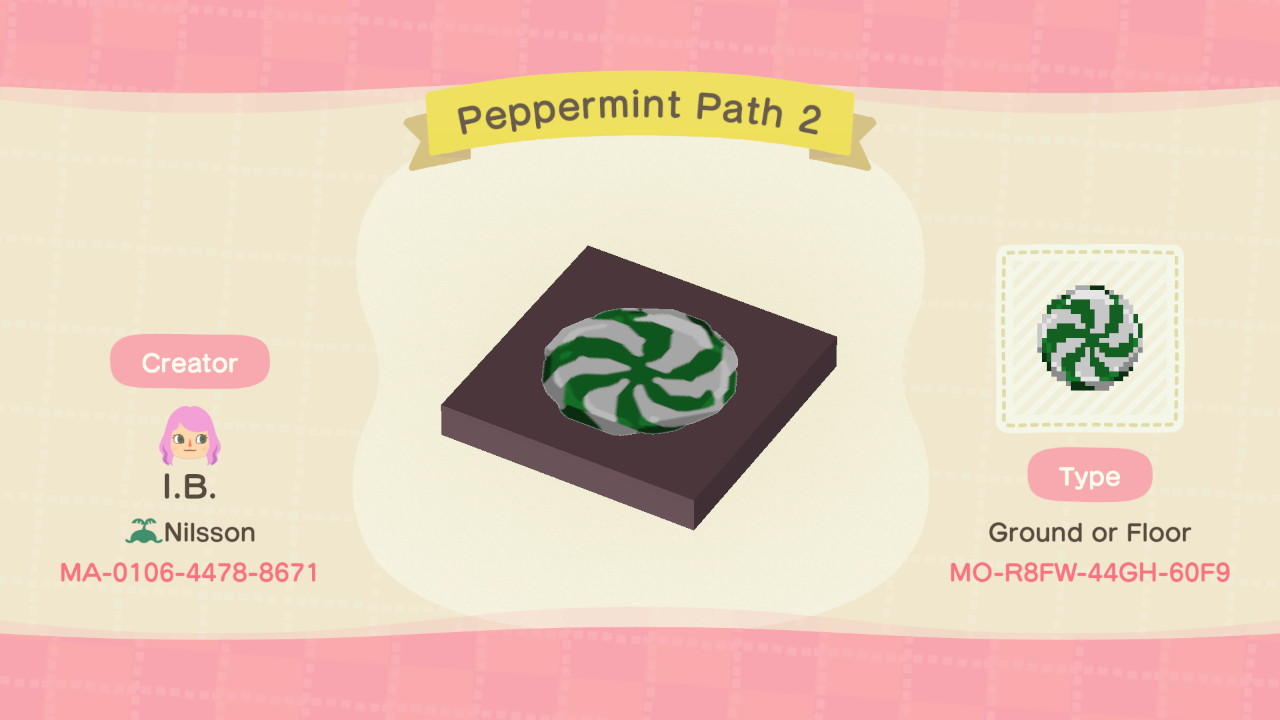 Animal Crossing Design Code: MO-R8FW-44GH-60F9 Peppermint Path 2