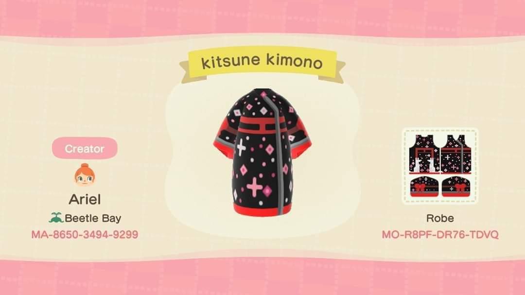 Animal Crossing Design Code: MO-R8PF-DR76-TDVQ Kitsune Kimono