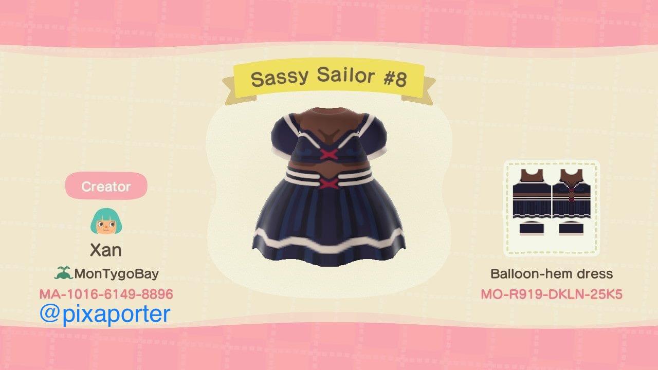 Animal Crossing Design Code: MO-R919-DKLN-25KS Sassy Sailor #8