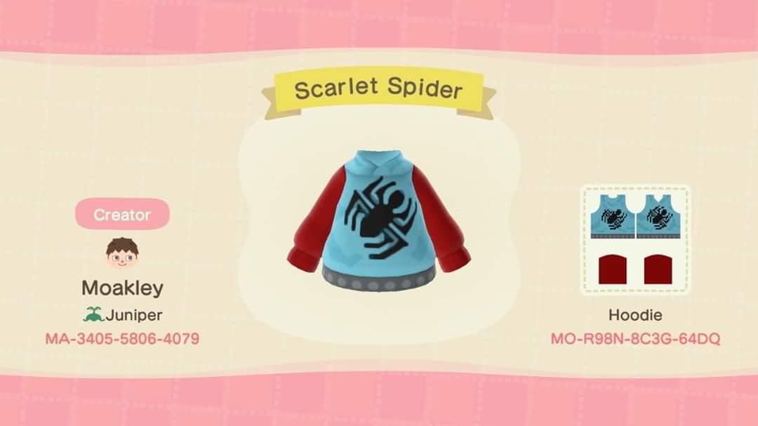 Animal Crossing Design Code: MO-R98N-8C3G-64DQ Scarlet Spider