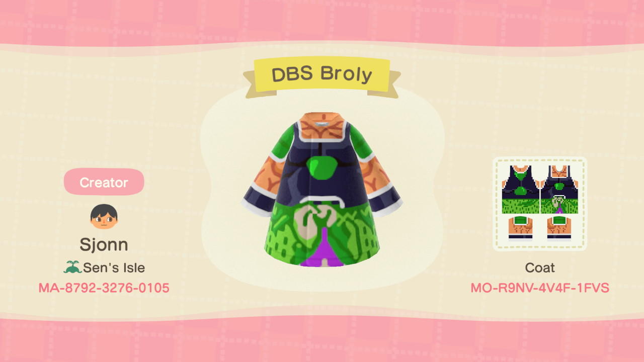 Animal Crossing Design Code: MO-R9NV-4V4F-1FVS dbs broly