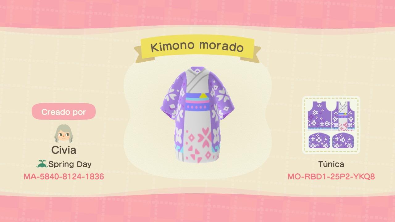 Animal Crossing Design Code: MO-RBD1-25P2-YKQ8 Kimono morado