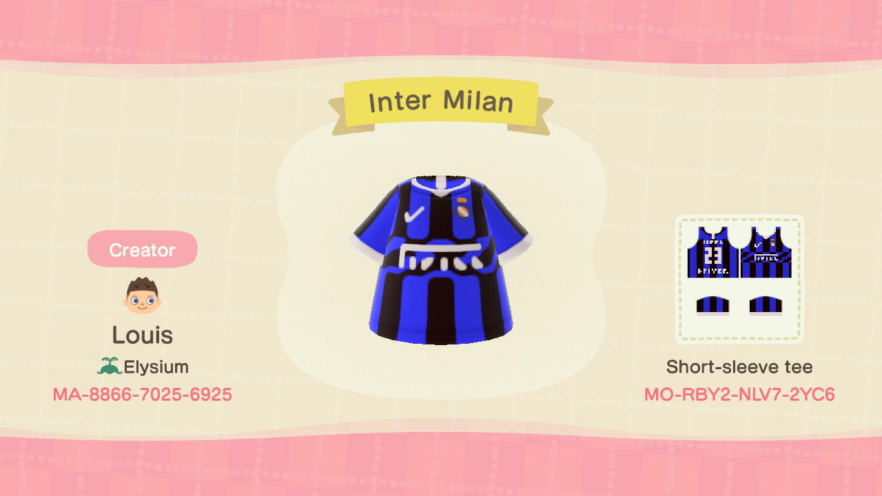 Animal Crossing Design Code: MO-RBY2-NLV7-2YC6 Inter Milan