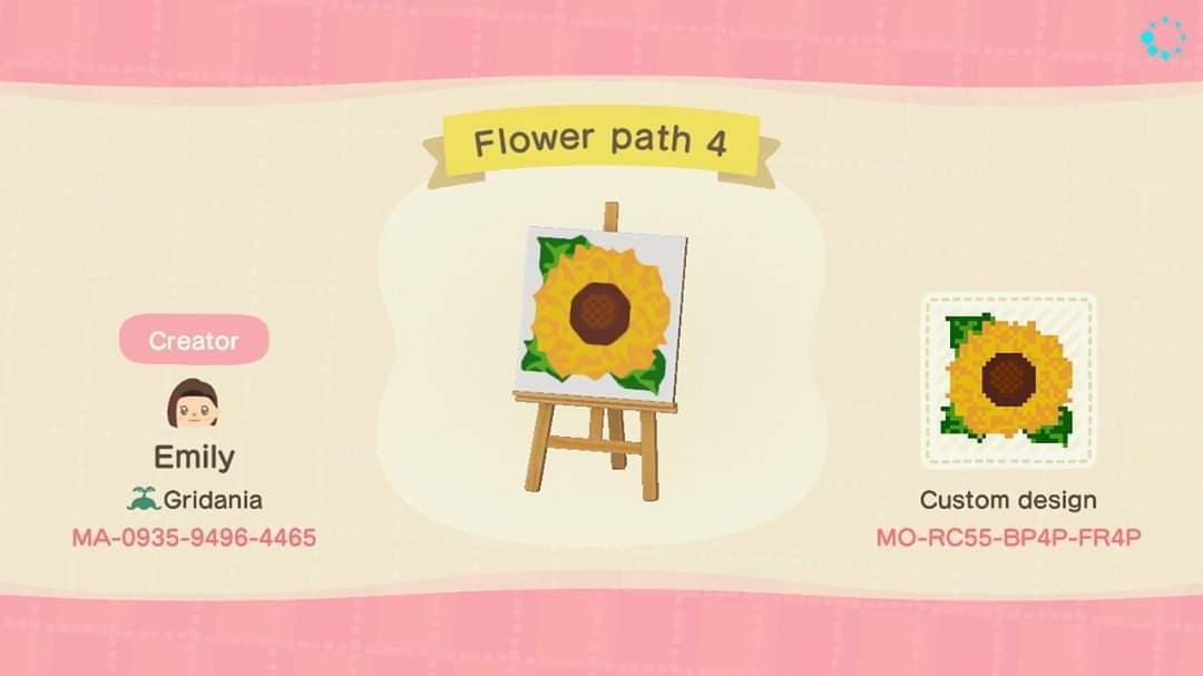 Animal Crossing Design Code: MO-RC55-BP4P-FR4P Flower Path 4