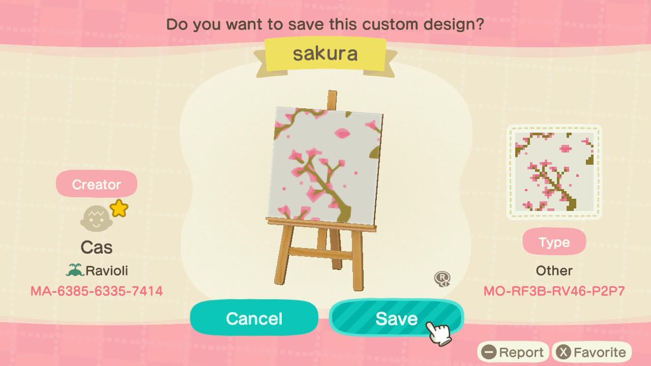 Animal Crossing Design Code: MO-RF3B-RV46-P2P7 Sakura Rug M