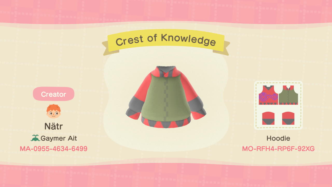 Animal Crossing Design Code: MO-RFH4-RP6F-92XG Crest of Knowledge