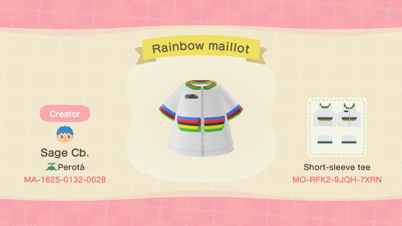 Animal Crossing Design Code: MO-RFK2-9JQH-7XRN Rainbow maillot